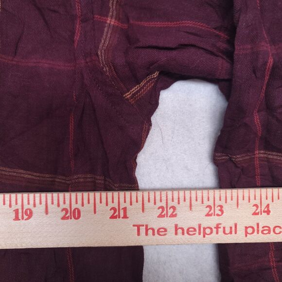 Haggar Windowpane Flannel Button Up Shirt Mens Size Large L Maroon Brown - Picture 8 of 10